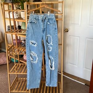 BDG destroyed light wash high waisted jeans